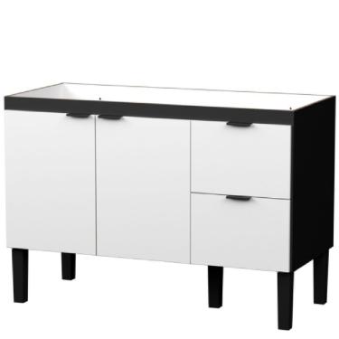 Imagem de Gabinete Em Madeira Colibri Branco E Preto Para Pias De 1,20 Metro Com 2 Portas E 2 Gavetas - P101145 - Cozimax