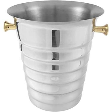 Imagem de Balde de gelo roscado espesso de aço inoxidável 5L suprimentos para bar restaurante KTV cerveja balde vinho champanhe cooler (cor: B) (cor: A)