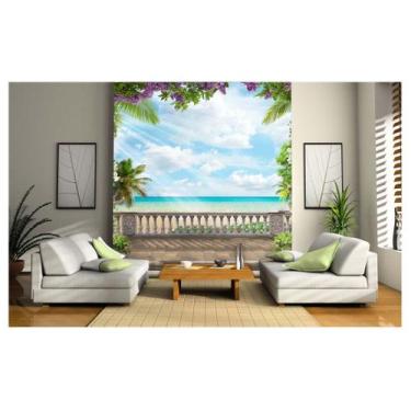Imagem de Papel De Parede Paisagem Digital Jardim Mar 3D Dav14 - Você Decora