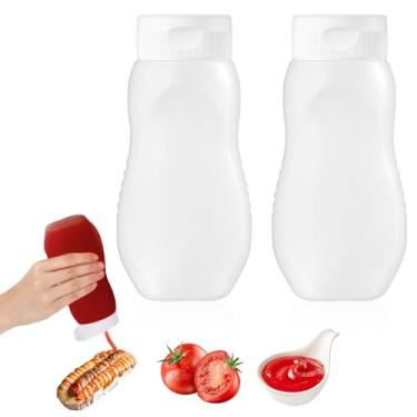 Imagem de Aphumedc Pacote com 2 frascos de espremer condimentos garrafas tie dye garrafas de plástico espremedores para molhos - 325 ml garrafa de esguicho livre de BPA com tampa para molhos, ketchup, churrasco