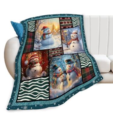 Imagem de Cobertor de boneco de neve, Natal, inverno, amantes de bonecos de neve, presentes para meninas, meninos, crianças, macio, aconchegante, de lã de pelúcia para sofá-cama 127 x 101 cm