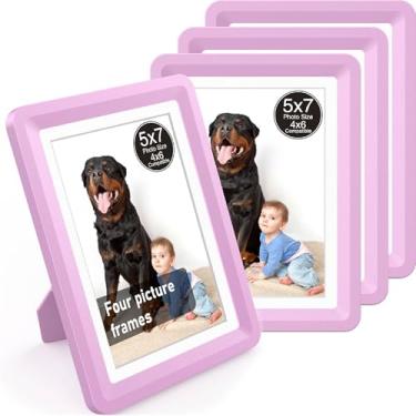 Imagem de vilkok Porta-retrato com tapete, 12 x 17 cm, instalação em 5 segundos sem ferramentas, molduras de design de segurança sem metal, molduras leves vêm em 8 cores para decoração de casa, casamento e