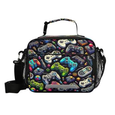 Imagem de ATTX Lancheira isolada com vários gamepads – bolsa térmica grande reutilizável com alça removível, lancheira isolada para trabalho, praia, piquenique #78