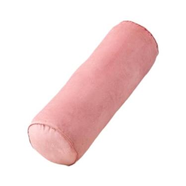 Imagem de ZGUZMCMK Almofada cilíndrica macia com apoio para o pescoço, ideal para assistir TV, usar no sofá e apoiar o pescoço, Rosa