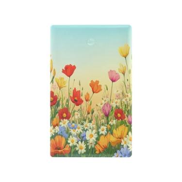 Imagem de Blueangle Placa de parede decoradora de capa em branco, tamanho padrão, 1 gangue, flores coloridas, capa de interruptor para quarto de escritório em casa, 4,53 x 2,76 polegadas (182)