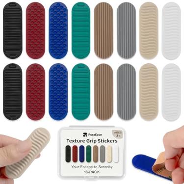 Imagem de Adesivos sensoriais texturizados para adultos – Tiras calmas adesivas de 16 peças para alívio de ansiedade e estresse – Brinquedos fidget silenciosos para trabalho, escritório, viagens e uso na mesa