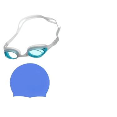 Imagem de Touca de Natação Impermeável，Toca de Natação Adulto，Kit Óculos Natação Piscina Adulto Não Embaça + Touca De Silicone(AZUL CLARO)