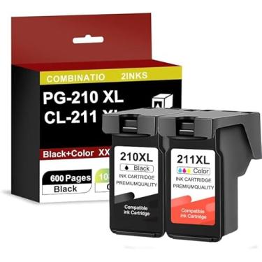 Imagem de DMAOCO Cartuchos de tinta PG-210XL/CL-211XL compatíveis com Canon 210 211, 210XL 211XL pacote de tinta de substituição para MP495 MP280 MP490 MP480 MP270 MP240 MX420 410 350 (1 pacote)