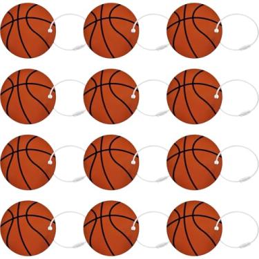 Imagem de Mupera 12 etiquetas de bagagem de basquete, etiquetas de bagagem de basquete de 7 cm PVC com anel de metal, bolsa de viagem, decorações esportivas, nome/identidade unissex para homens e mulheres