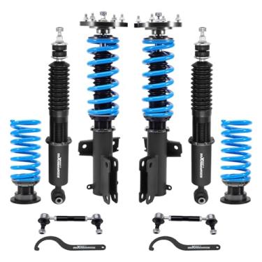 Imagem de maXpeedingrods Coilover for Ford Mustang S-197 2005-2014, for Ford Mustang GT S-197 2005-2014, 24 Levels Damper Adjustable Coilovers Suspension Kit, Height Adjustable T6 Upgraded Lowering Kits Blue