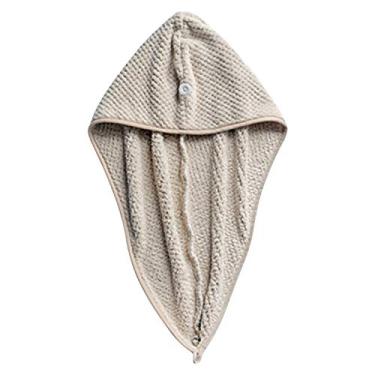 Imagem de Envoltório de Toalha Banho Pêlo Coral Secagem Rápida Macia Absorvente Água para Cabelo com Botão Mulheres Senhoras Garotas Cacheado Longo Molhado Ideal Casa Barbearia Academia Viagem Cuidados Faciais