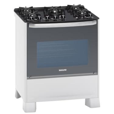 Imagem de SUGGAR FOGÃO MASTER GRILL BRANCO MESA DE VIDRO 5 BOCAS TRIPLA CHAMA GRILL 110V TREMPE FERRO FUNDIDO ACENDIMENTO SUPERAUTOMÁTICO FGVMTG511BR