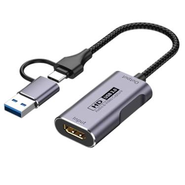 Imagem de Sumateke Placa de captura de vídeo 4K HDMI para USB-A/USB-C cartão de captura Full HD 1080p 60FPS USB3.0 captura de vídeo e gravação de áudio para jogos, streaming, ensino, videoconferência