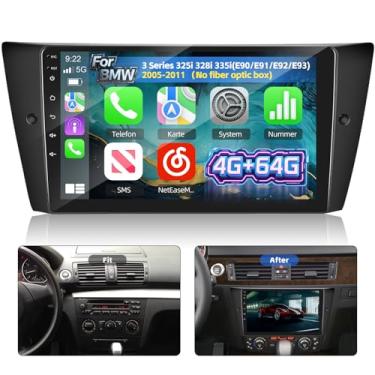 Imagem de [4G + 64G] Rádio automotivo Volxcereo para BMW Série 3 328i 335i 325i E90 E91 E92 E93 2005-2011, 22.9 cm Android Touchscreen estéreo com Carplay/Android Auto, GPS, WiFi, Bluetooth, SWC, FM/RDS