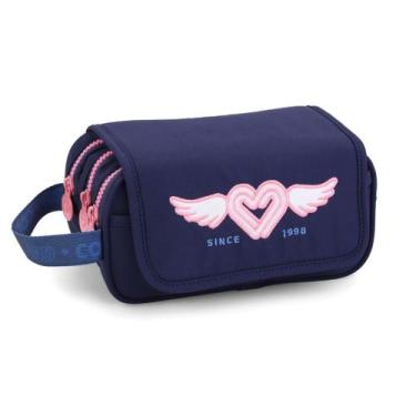 Imagem de Estojo Triplo Juvenil Feminino ColorUp - Seanite, Azul Marinho