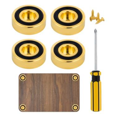 Imagem de 4un Pés Latão para Tábua Corte, 3cm Estabilizadores Antiderrapantes com Almofadas de Silicone e Conjunto de Parafusos Adequados para Proteção da Bancada