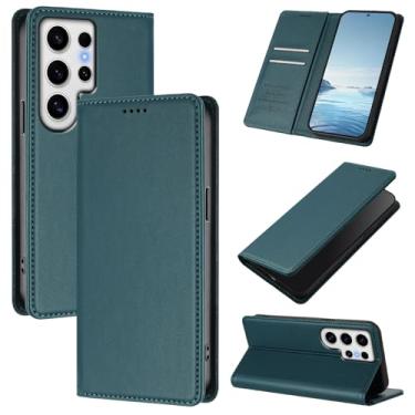 Imagem de Capa carteira fina para Samsung Galaxy S24 Ultra com capa flip magnética, compartimentos para cartões e suporte, bloqueio RFID, compatível com carregamento sem fio, capa protetora à prova de choque