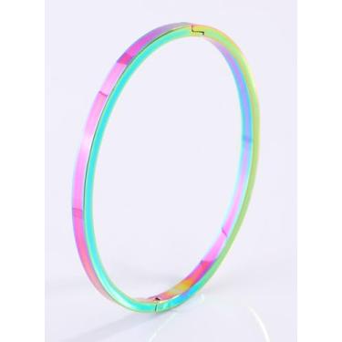 Imagem de Pulseira fina de aço inoxidável iridescente de 4 mm durável, joia mínima que muda de cor