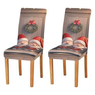 Imagem de SEHANY Conjunto de 4 capas de cadeira de gnomo de Papai Noel para sala de jantar, elástico, removível e lavável, para cozinha, hotel, festa, decoração de Natal
