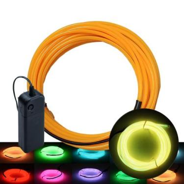 Imagem de Fio Cordão Neon 3 Metros Com Controle A Pilha Festa Balada Resistente 