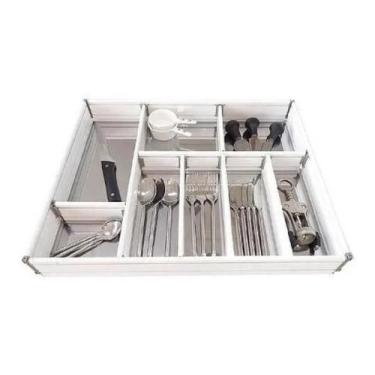 Imagem de Divisor De Talheres Organizador De Gaveta Jomer 9570, Branco
