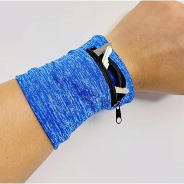 Imagem de 1 bolsa de pulso unissex de poliéster com alça ajustável para corrida, viagem, academia, azul