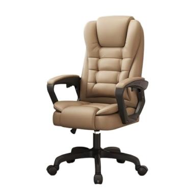 Imagem de Cadeira de escritório cadeira de escritório de couro PU para adultos cadeira de escritório executivo de encosto alto com suporte lombar apoio de braço dobrável giratório ajustável cadeira de mesa
