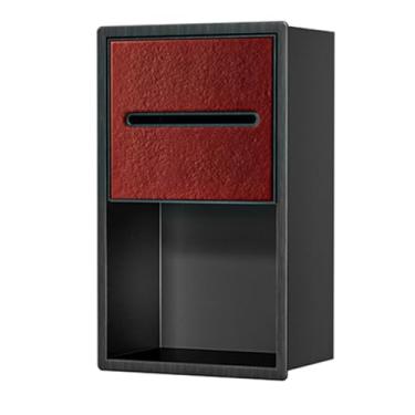 Imagem de Dispensador de papel higiênico com nicho de parede embutido, sem necessidade de azulejos para armazenamento, suporte de papel higiênico de aço inoxidável com prateleira, multicolorido (moldura preta +