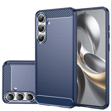 Imagem de Gufuwo Capa para Galaxy S25 FE, para Samsung S25FE 5G, capa de telefone fina de fibra de carbono TPU macia capa protetora antiarranhões à prova de choque para Samsung Galaxy S25 FE azul