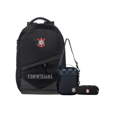 Imagem de Kit Corinthians Mochila Esportiva + Lancheira + Estojo Duplo - Xeryus