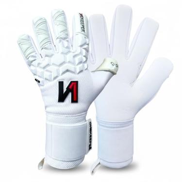 Imagem de ONEKEEPER ACE | Luva de goleiro de nível profissional para adultos e jovens | Luvas de goleiro de futebol GK | Látex de contato de 3,5 mm | Corte negativo (branco, 10)