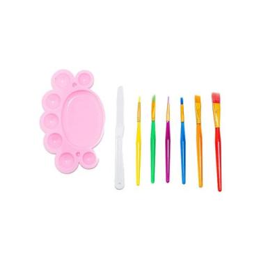 Imagem de Kit com 5 Pincéis com 1 Godê e 1 Espátula Cores Diversas - Item Sortid