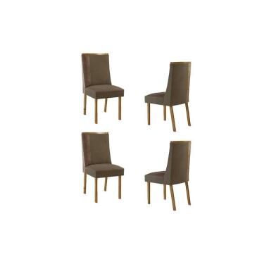 Imagem de Cadeira De Cozinha Tilia Kit 4 Un Naturalle/suede Capuccino/corano Capuccino - Rufato