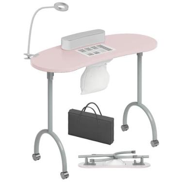 Imagem de Mesa de Manicure Portátil TABU com Coletor de Poeira e Lâmpada LED