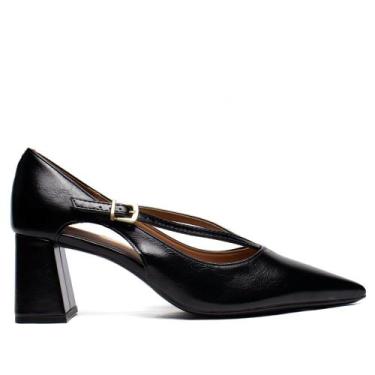 Imagem de Scarpin Feminino Vizzano Napa Imperiale Com Fivela Preto, Preto, 38