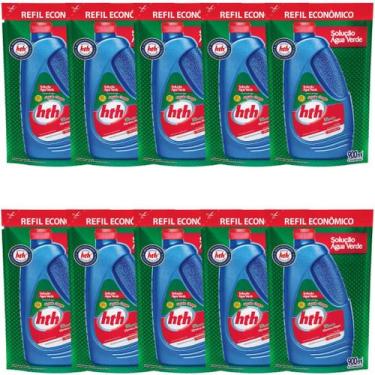 Imagem de Kit 10 HTH Algicida Choque Solução Água Verde 900ml
