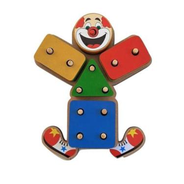 Imagem de Brinquedo Educativo Geométrico Palhacinho Pedagógico Colorido 20 Peças