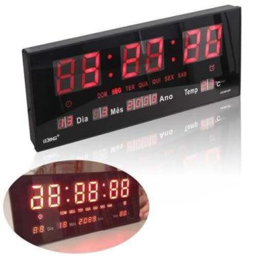 Imagem de Relógio De Parede Grande Painel Led Digital Calendário Hora Temperatur