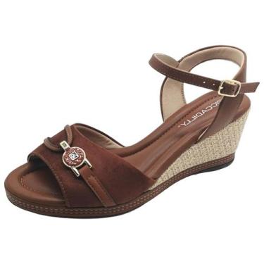 Imagem de Sandália Feminina Anabela Média Elegante Macia Piccadilly, Pinhao, 37