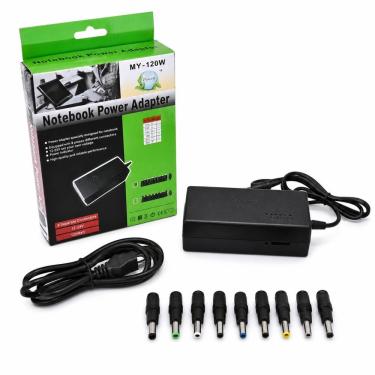 Imagem de Fonte para Notebook 120W Bivolt Saída Ajustável 12-24V Kit 8 Plugs com Cabo AC MDM