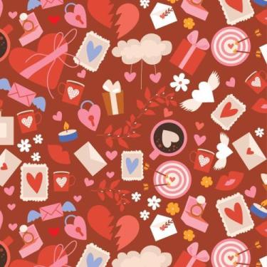 Imagem de Papel Presente Bobina Couchê 60CM. MOD.234 CORACOES/CARTAS BO-100MTS -