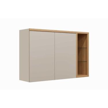 Imagem de Módulo Cozinha Linea Allure Allure c/2 Potas e Nicho Prat Vidro 120cm 