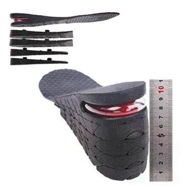 Imagem de Calçado unissex ajustável respirável da Kalevel de 3 a 8 cm com aproximadamente 3,18 a 3,15 polegadas de altura com quatro camadas invisível, palmilha elevada, palmilha elevadora, um par (preto), Preto, 11CM