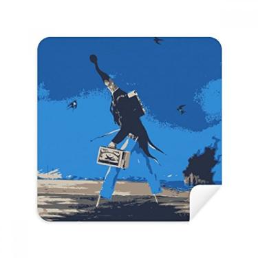 Imagem de Tecido de camurça com pano de fundo azul com ilustração grotesca para óculos de ilustração de desenho animado embalagem com 2