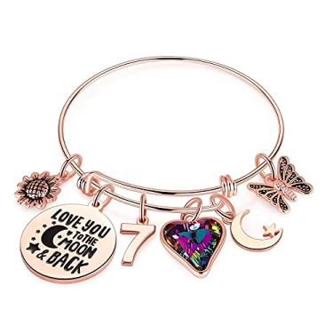 Imagem de Ursteel Pulseira de aniversário para mulheres, meninas, pulseiras de aniversário 10, 20, 30, 40, 50, 60, 70, 80, 90, presente de aniversário para filha, irmã, amiga, meninas adolescentes, mãe, avó, 7