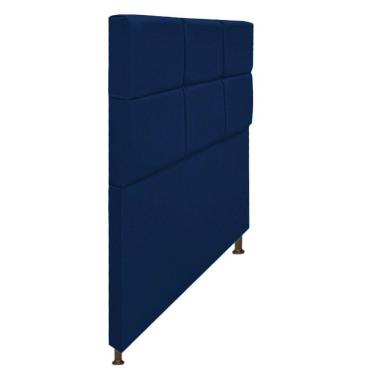 Imagem de Cabeceira Damares 90Cm Solteiro Botonê Suede Azul Marinho