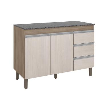 Imagem de Balcão 119cm 2 Portas 3 Gaveta Karen Malbec Avelã Peternella