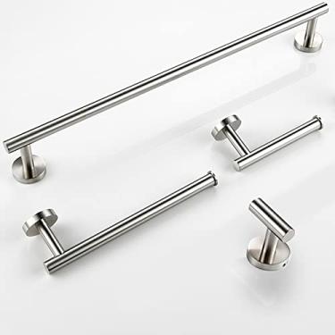 Imagem de Pistola de aço inoxidável cinza preto polido cromo escovado ouro gancho gancho barra de toalha suporte de papel acessórios de banheiro, 4, conjunto de peças escovado