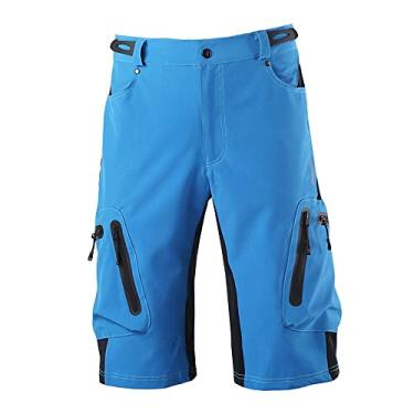 Imagem de Tingpai Calções folgados ciclismo ciclismo calças respiráveis esportes soltos shorts ao ar livre ciclismo roupas de corrida com bolsos com zíper