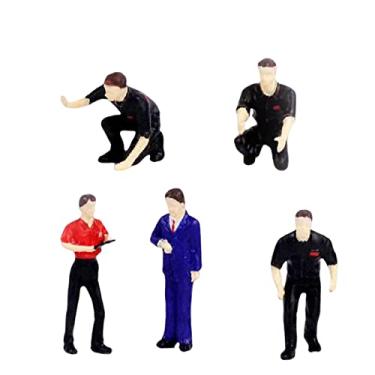 Imagem de Colaxi 5X Resin 1/64 Repairman Figures Fairy Garden S Scale Diorama Scenery Collections DIY Projects Desktop Ornament Movie Props Miniature Decor , Black